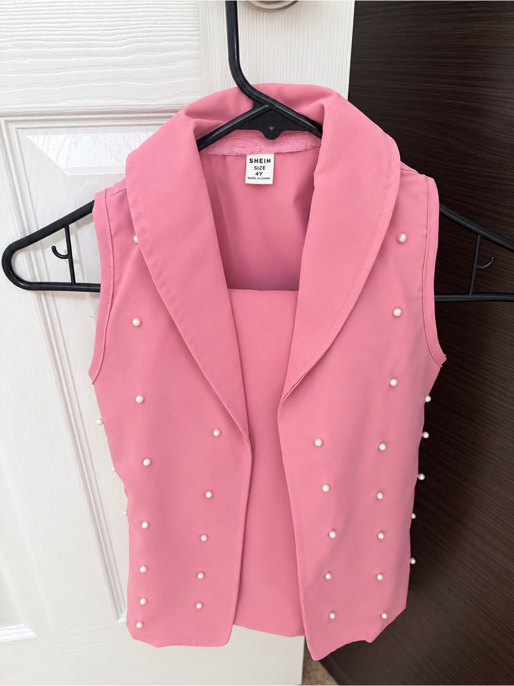 Girls’ Pink Pearl 3-Piece Outfit Set – Vest, Blouse & Dress Pants